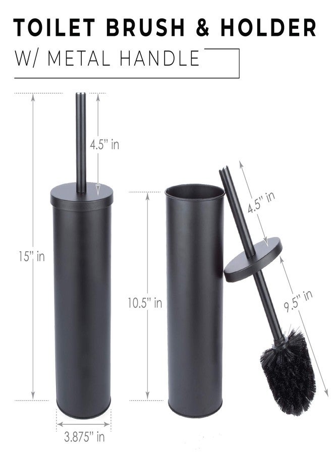 JS Jackson Supplies Sleek Toilet Brush and Holder with Metal Handle - Matte Black - Image 3